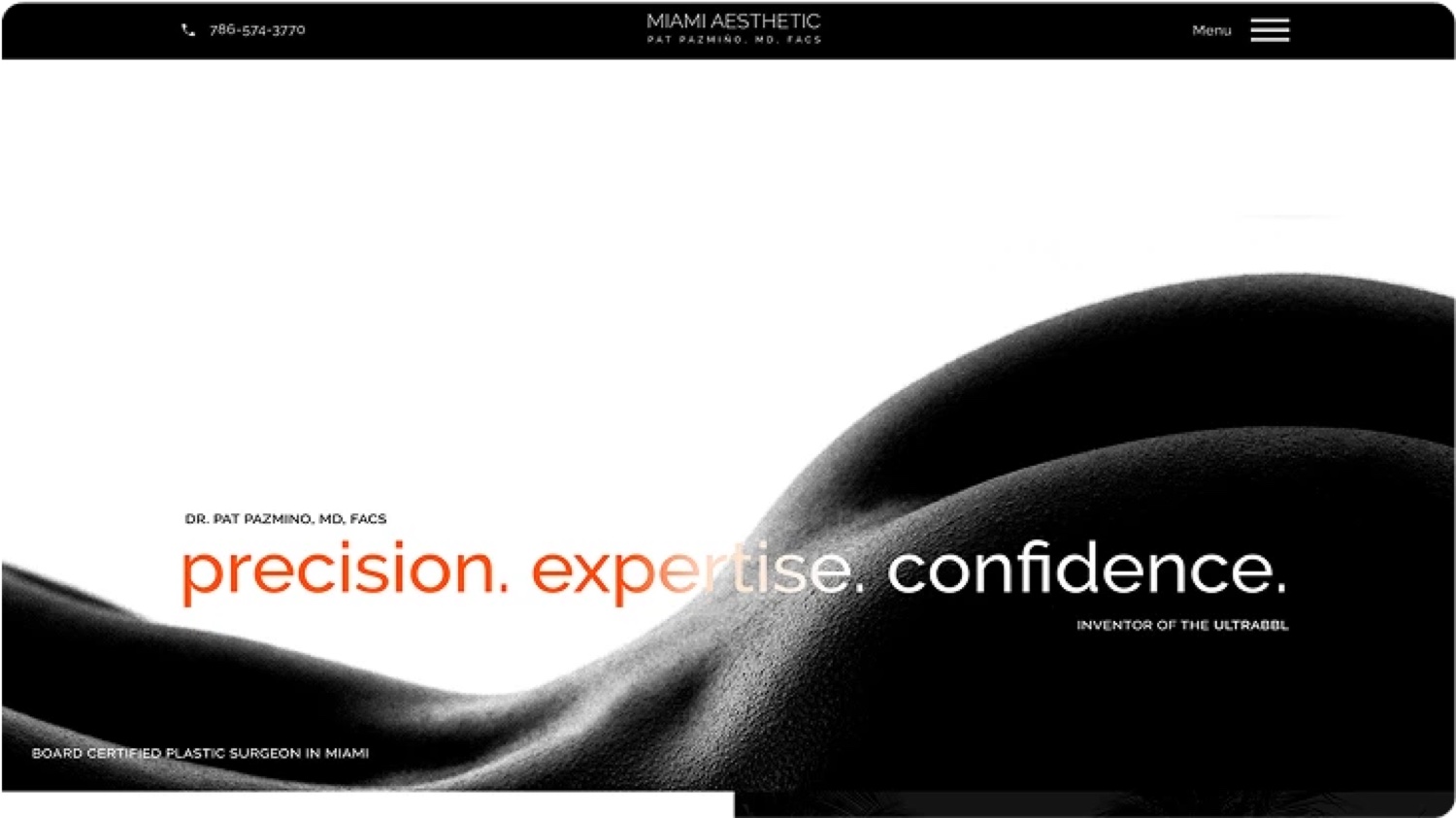 Plastic surgery practice website with provider information and a consultation pathway.